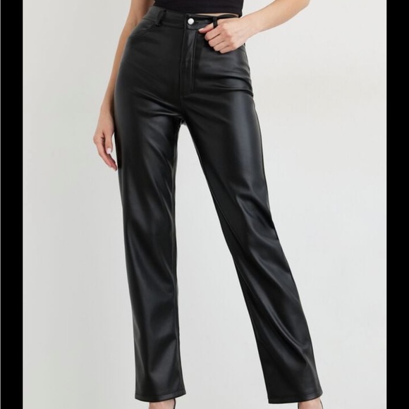 Dynamite Faux Leather Straight Pants - Picture 3 of 15
